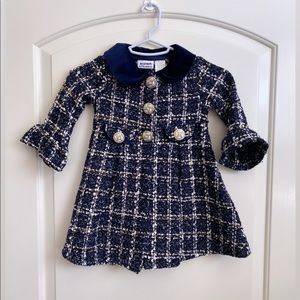 *Never Worn* Blueberi Boulevard Navy tweed jacket - Size 3T with soft Collar